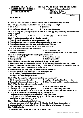 Đề kiểm tra học kỳ II môn Giáo dục công dân Lớp 8 - Đề số 1 - Năm học 2018-2019 - Trường THCS Đoàn Thị Điểm (Có đáp án)